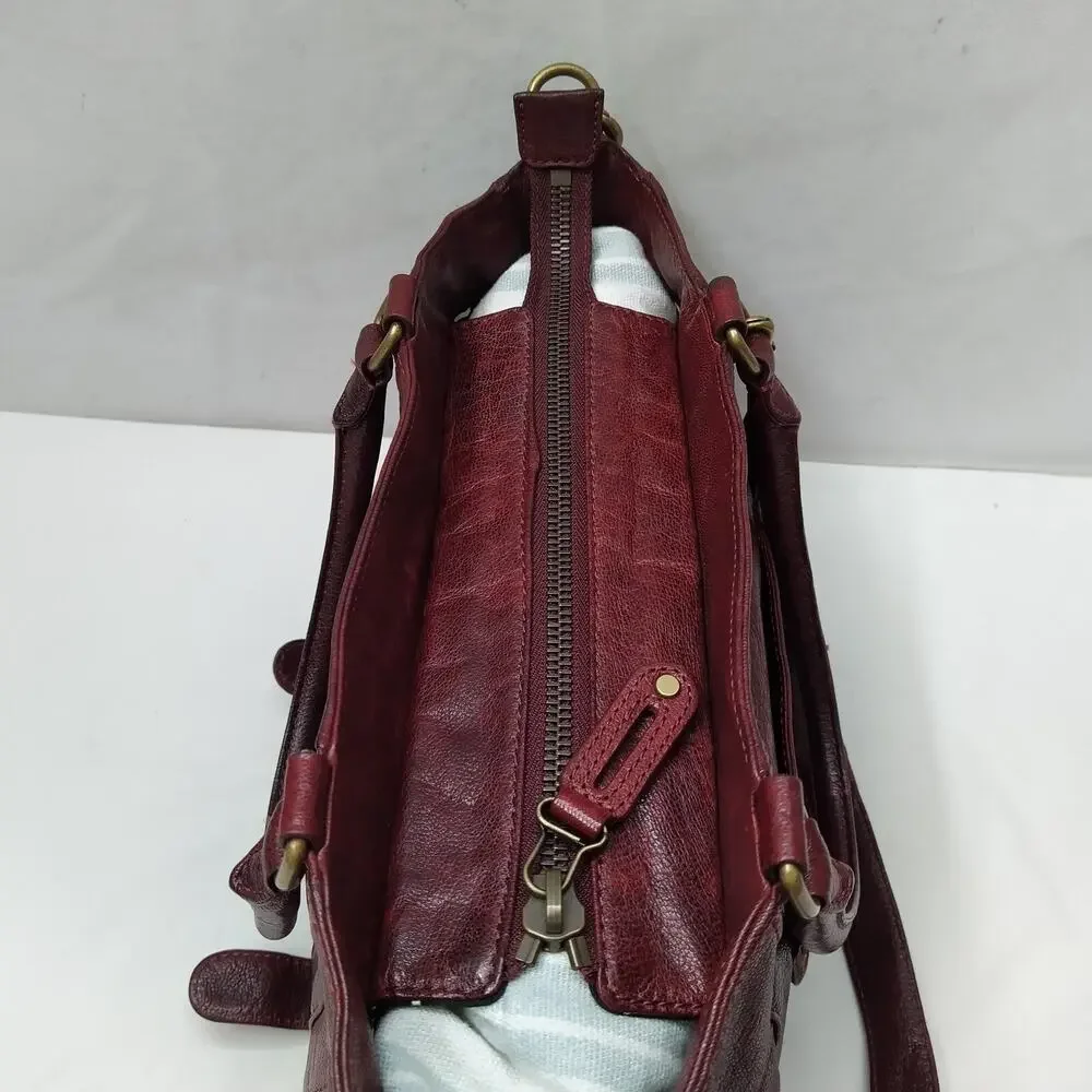Rebecca Minkoff Rapture Burgundy Leather Tassel Double Handles Satchel Bag
